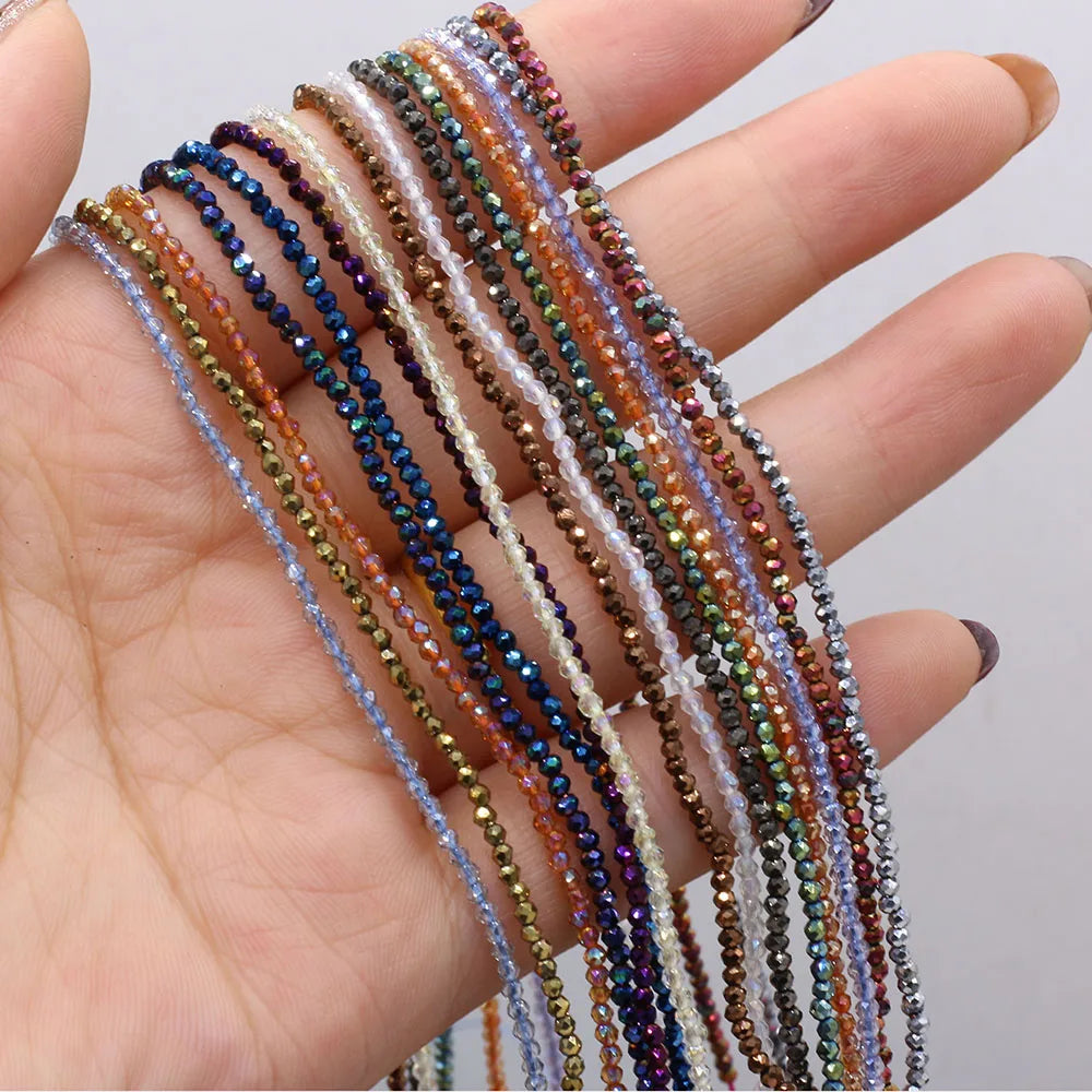 Natural Semi-Precious Stone Crystal Quartz Loose Beads Plating Color 2mm for Jewelry Making DIY Bracelet Necklace Lenght 38cm