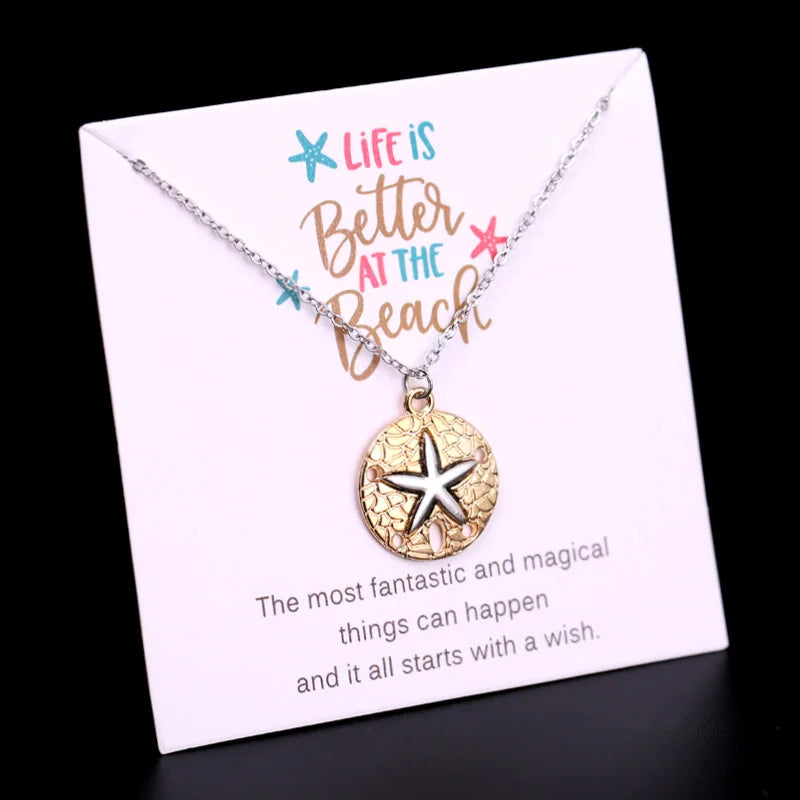 Summer Beach Ocean Jewelry Anchor Fish Shell Sand Dollar Shark Whale Starfish Seahorse Mermaid Wave Sea Turtle Collar Necklaces