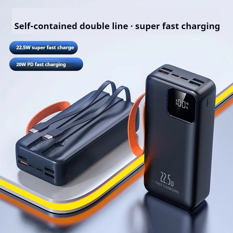 High Quality 50000mAh Power Banks Fast Charging Power Bank Portable Charger Built-in  2 Cables Fast 50000mah Power Bank