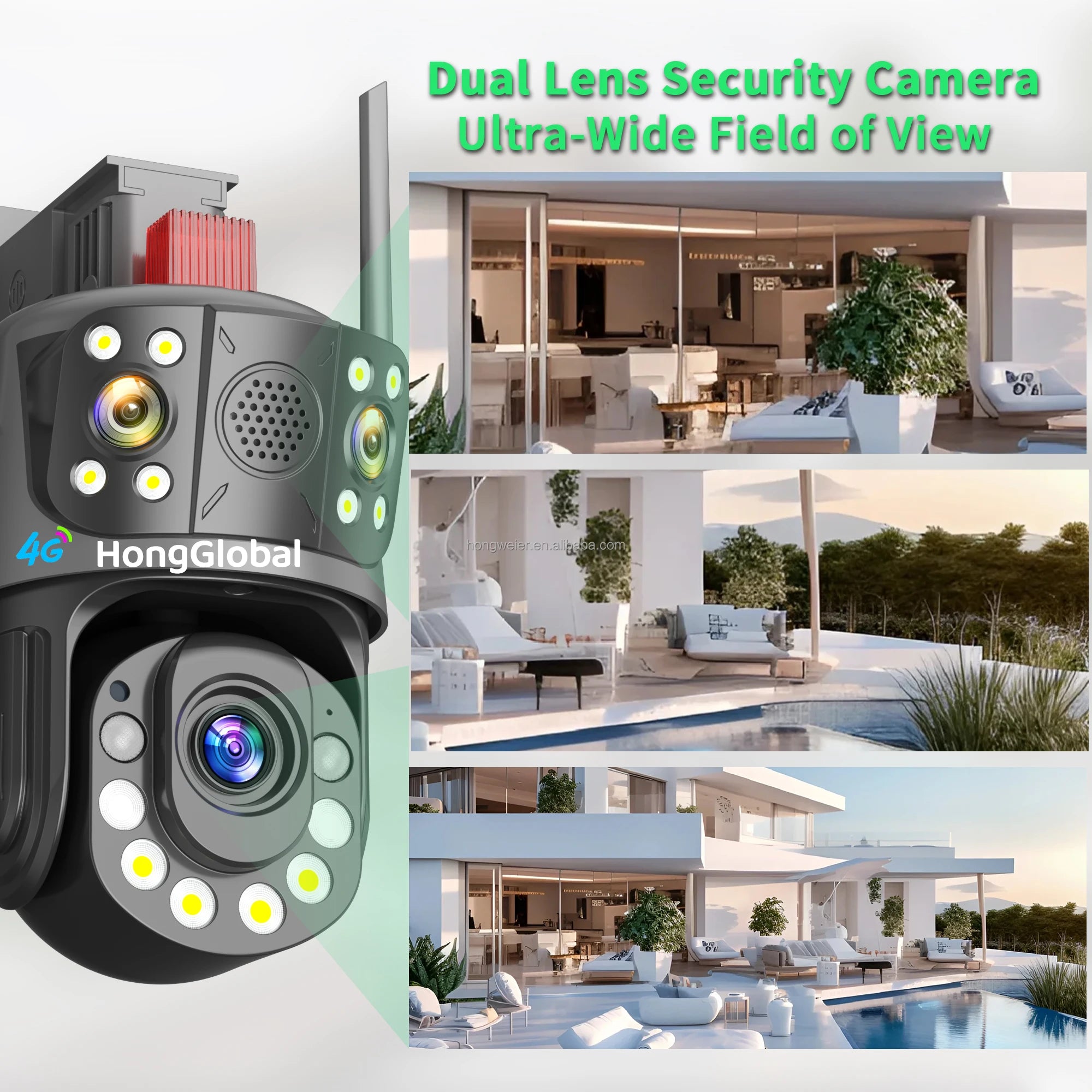 HongGlobal 12MP PTZ 4G Surveil Home Smart Security Camera ICSee Three Lenses 50X Optical Zoom 4G Sim Card CCTV Wireless Camera