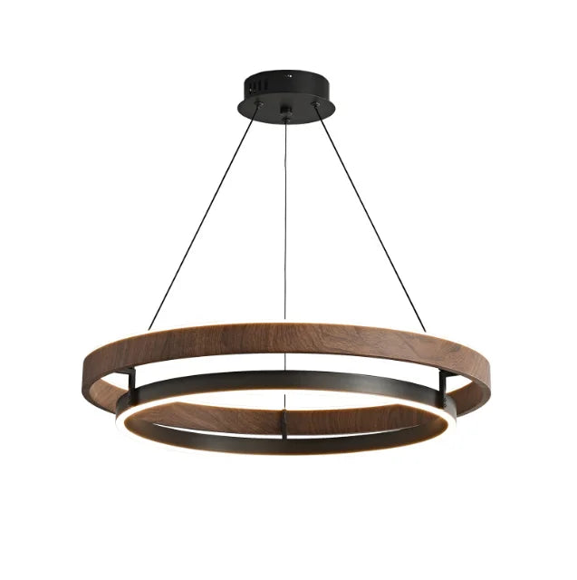 New Designer Minimalist Wood Grain Color Wabi-Sabi Style Circular Pendant Lamp for Living Room Chandeliers Pendant Lights
