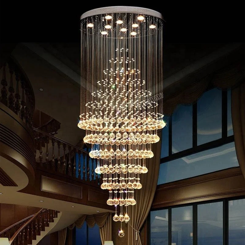 Factory Licht Luxury Crystal Chandelier Hanging Pendant Lamp for Villa Staircase Restaurant Hall Lighting