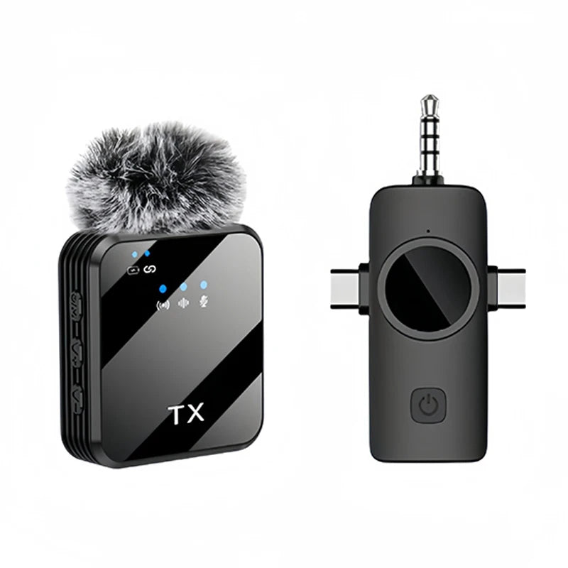 Portable Dual Mini Wireless Microphone 3 in 1 USB C MIC Noise Canceling Tiny Lavalier for Video Recording TikTok