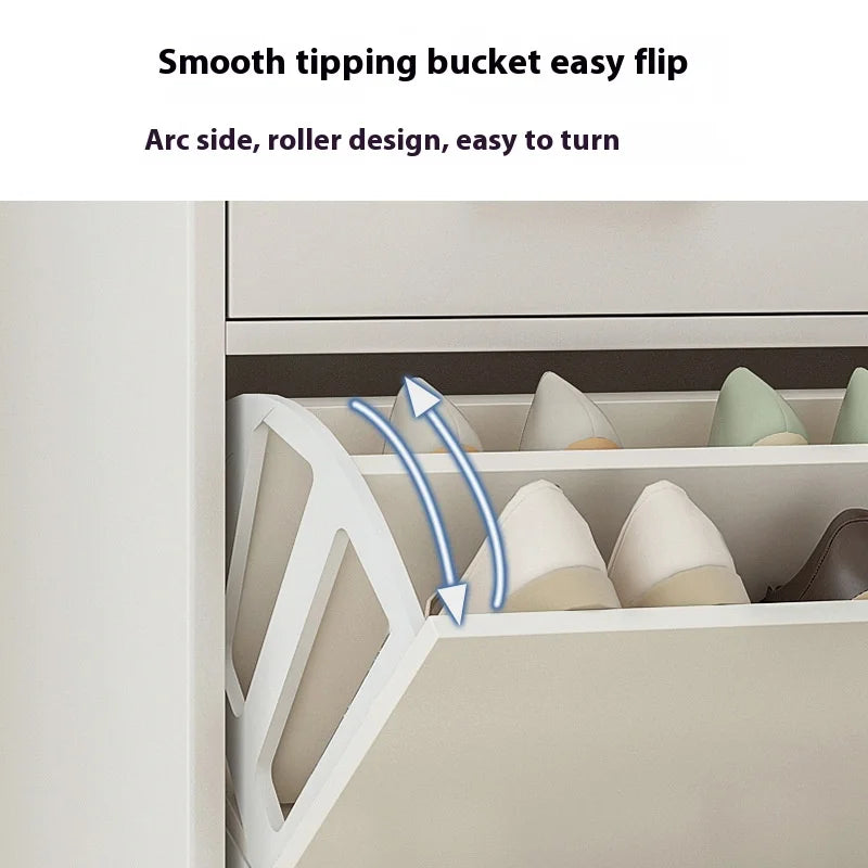 Modern Style Small Household Storage Wood Cabinet Space-Saving Shoe Rack for Door Porch Living Room Furniture