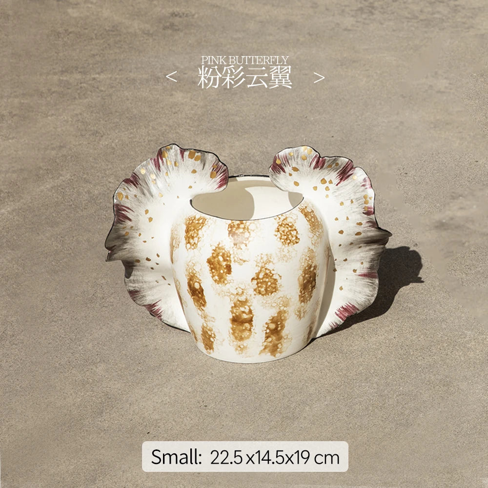 Merlin Living Hand Painting Flower Vase for Home Decor Butterfly Vase Ceramic Decoration Chaozhou Ceramic Factory Wholesale
