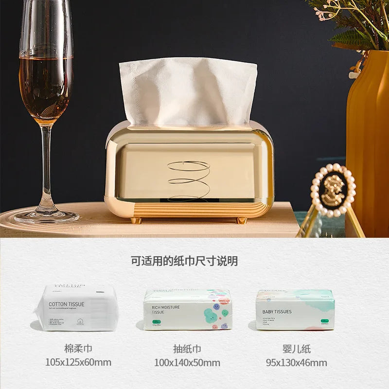 Nordic Home Decor Light Luxury Electroplating Tissue Box Home Decor Modern Abs Crafts Living Room Office Home Decorative Items