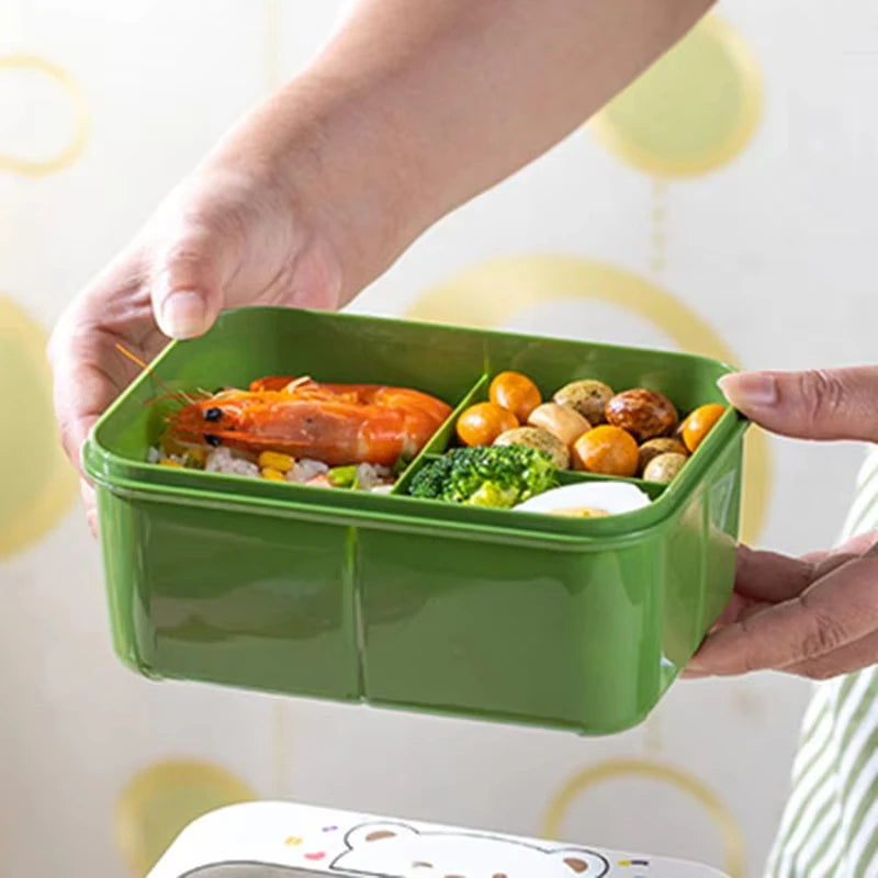 Microwave Safe Bento Box Food Grade Plastic Leak Proof Lunch Container With Cup Holder Office School Home Meal Prep Storage