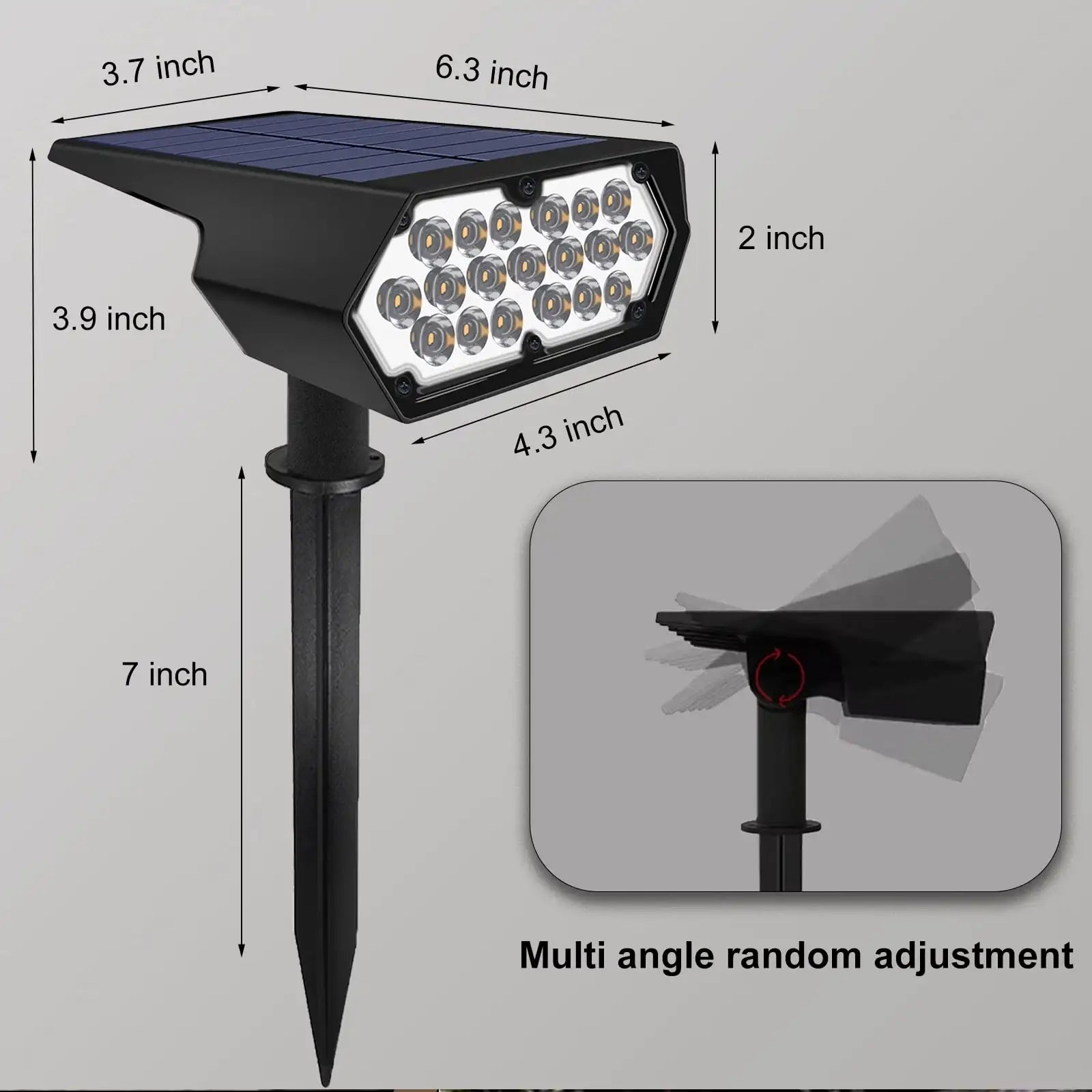 19 LED Solar Outdoor Spot Light IP65 Waterproof Warm White Landscape for Yard Pathway Porch Patio 2 Modes DC ROHS Certified