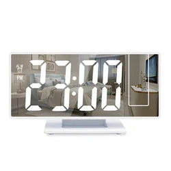 Desktop Electric Digital Projection Mini Light Alarm Table Mirror LED Clock With Time Projector