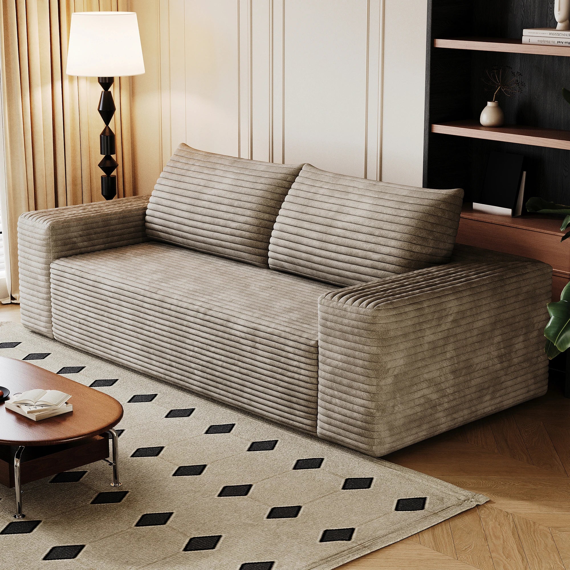 Space Saving Convertible Fabric Modular Sectional Sofa Set with Reversible Chaise Lounge for Apartment and Hotel Living Rooms