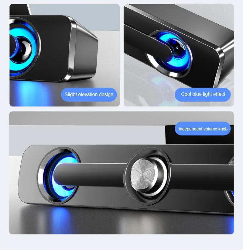 USB Wired Powerful Computer Speaker Bar Stereo Subwoofer Bass Speaker Surround Sound Box LED For PC Laptop Phone Tablet MP3