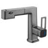 Basin Faucet Gray/White Brass Faucet  Pulling and Lifting Basin Faucet with Digital Display and Warm Atmosphere Light
