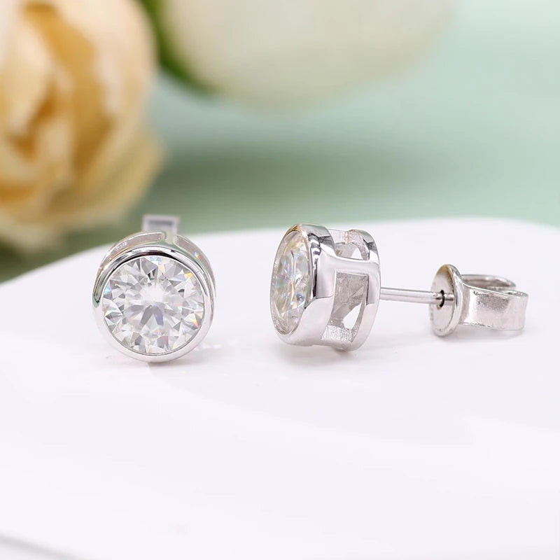 6.5mm D Color VVS1 Clarity Brilliant 1.2ct Moissanite Stud Earrings  925 Silver Fine Jewelry Earrings for Girl Wedding Earrings