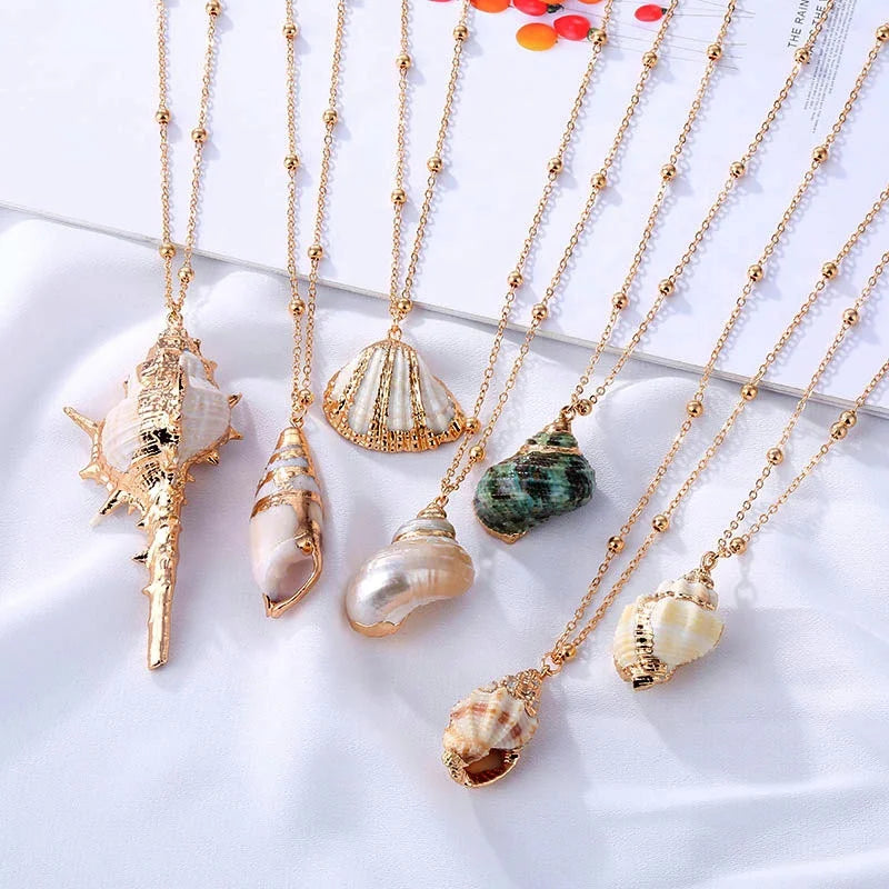 Hot Selling Various Styles of Women Natural Shell Necklace Summer Beach Jewelry Shopify Dropshipping Boho Necklaces