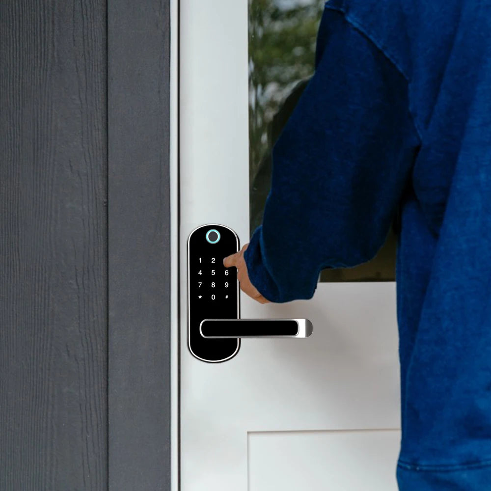 Tuya Smart Home Alexa Security WiFi Biometric Fingerprint Door Lock With Doorbell