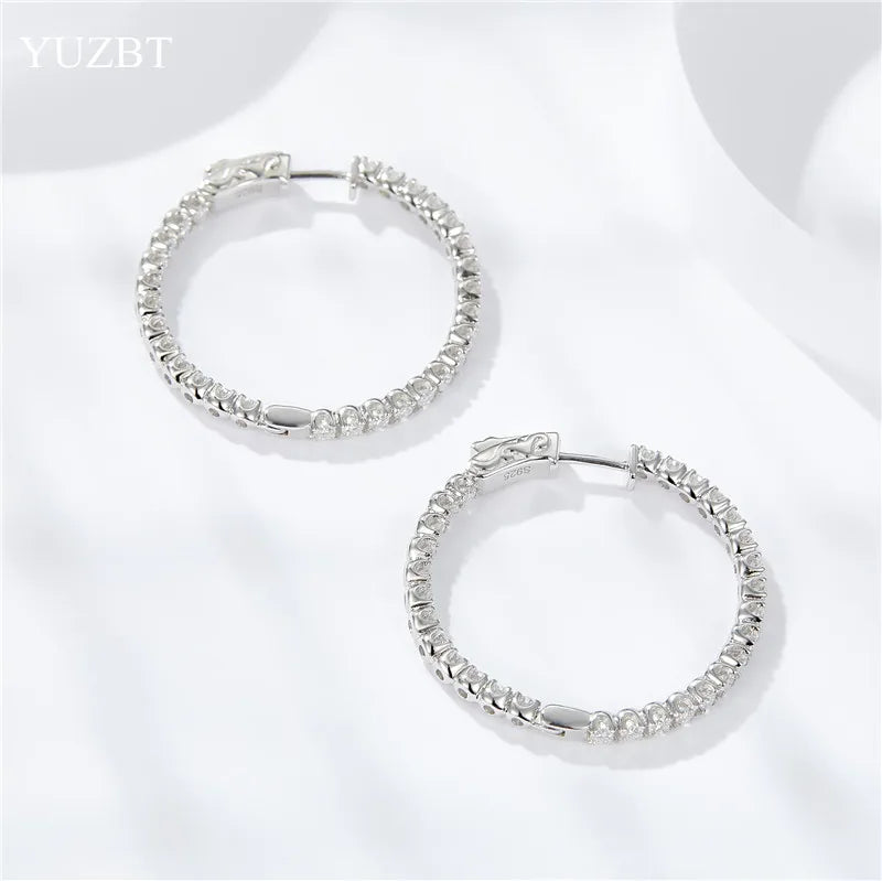 Silver 925 Original Total 3 Carat Brilliant Cut Diamond Test Past D Color Moissanite Hoop Drop Earrings for Party Fine Jewelry