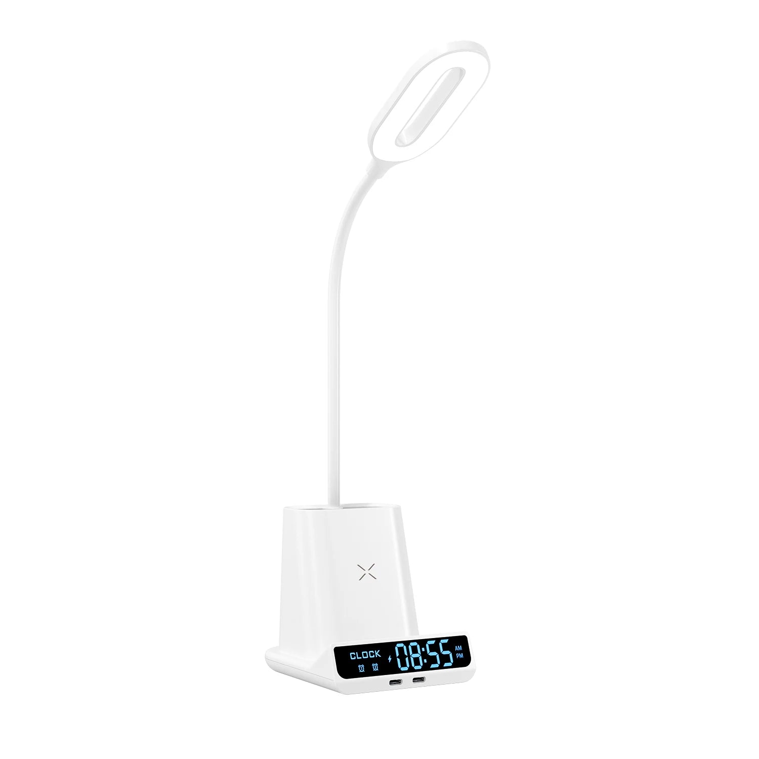 Excluded From Sale in India-5in1 Table Desk Lamp Alarm Clock Wireless Charger Wireless Charging Station 15W With Pen Holder