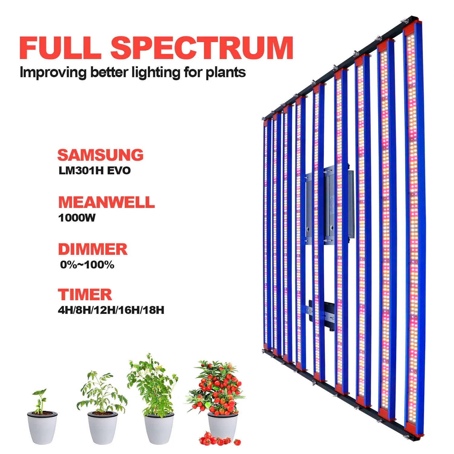 YXO Yuxinou EU BR Stock Phytolamp 800w 1000w Led Growlights Veg Full Spectrum Led Grow Light Lm301h Evo Lm282b 240w Grow Light