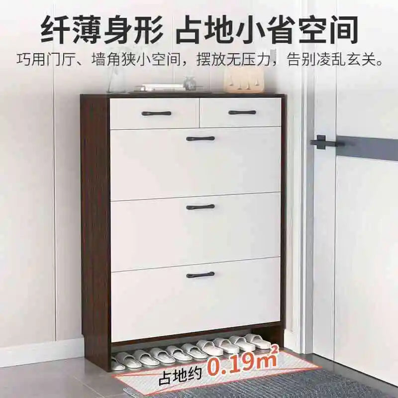 Modern Luxury 2-Tier White Shoe Storage Bench Wooden MDF Home Furniture Hidden Storage
