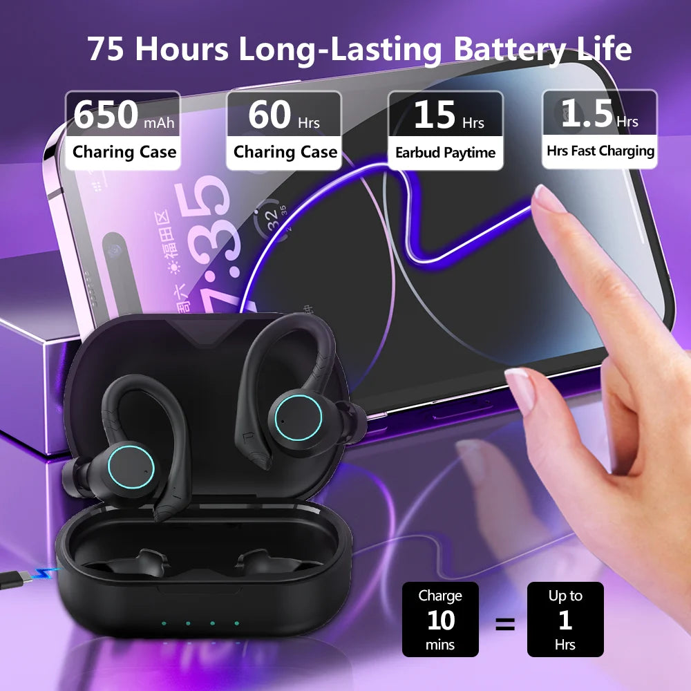 Kinlan Ipx7 Waterproof Bluetooth Earphones TWS Intelligent Noise Reduction Wireless Bluetooth Earbuds In-ear Wireless Headphones