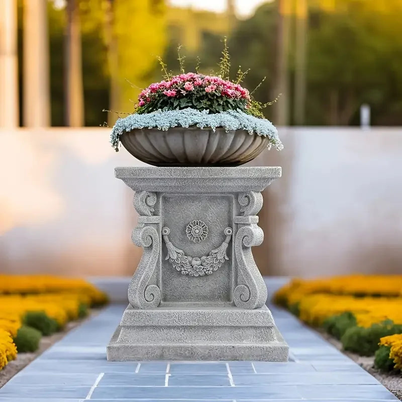 15 Inch Tall Large Garden Base, Garden Pedestal, Plant Stands, Garden Side Table for Indoor and Outdoor Use