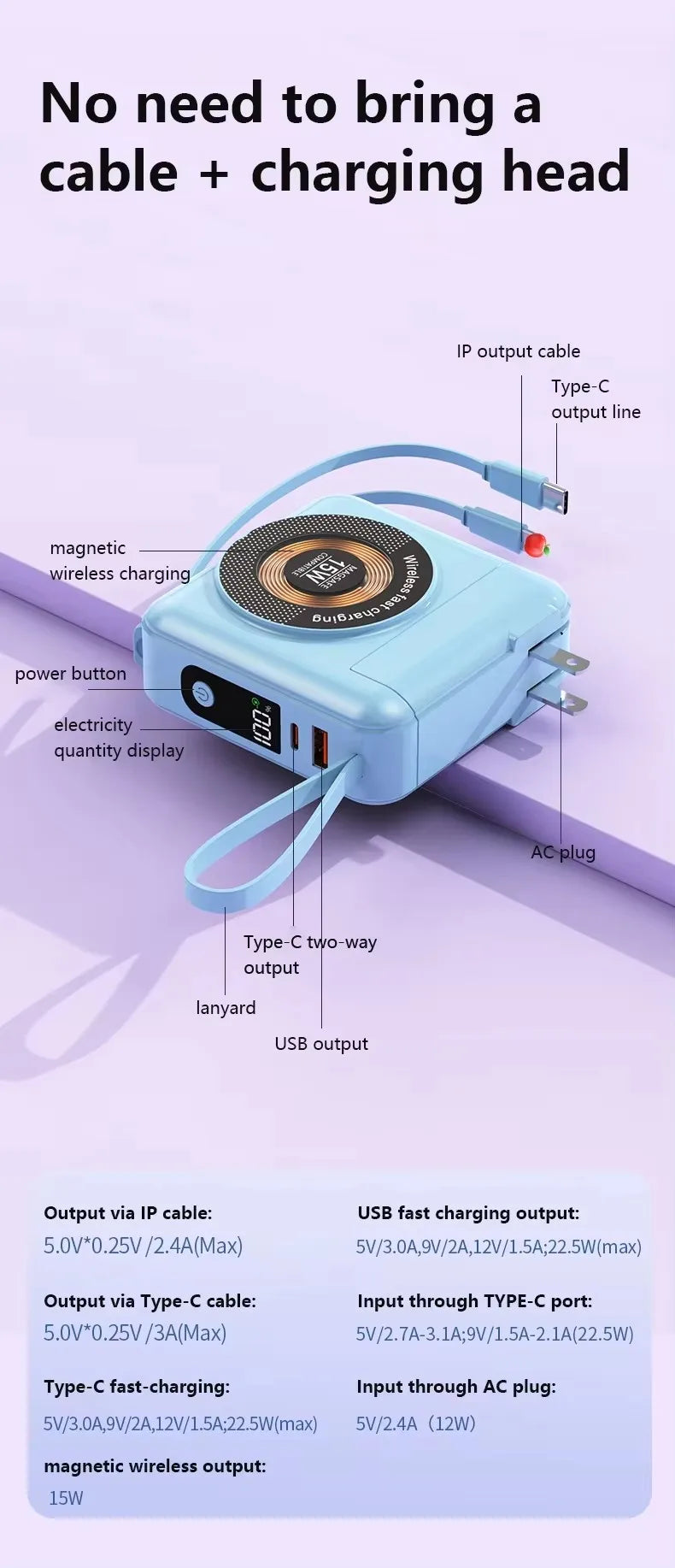 Popular Portable Wireless 2 in 1 Magnetic Wireless Charging Power Bank 10000mAh Power Banks