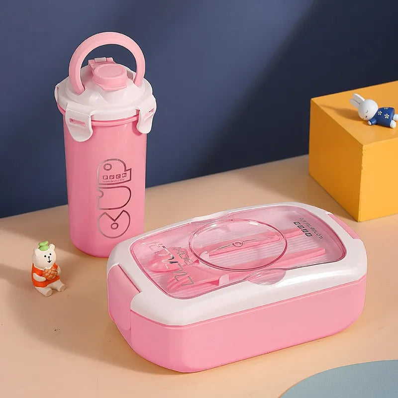 Wholesale Custom Rectangle Kids Lunch Box Set Bento BPA-Free Thermal Plastic with Bag and Water Bottle for School Food Storage