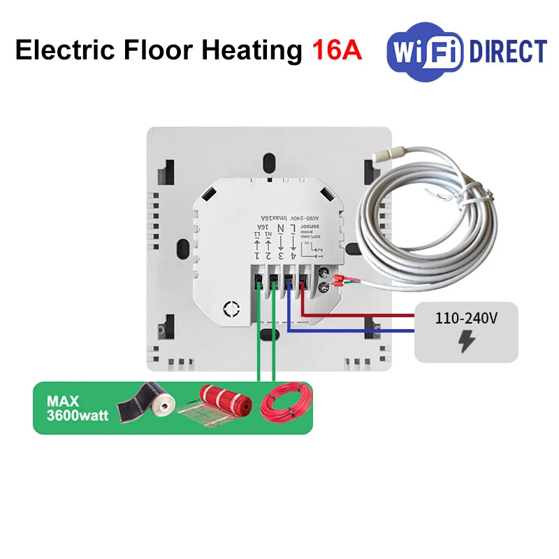 Wi-fi Water Floor Heating Thermostat for 16A Electric 3A Water Heating Gas Water Boiler Work with Alexa Yandex