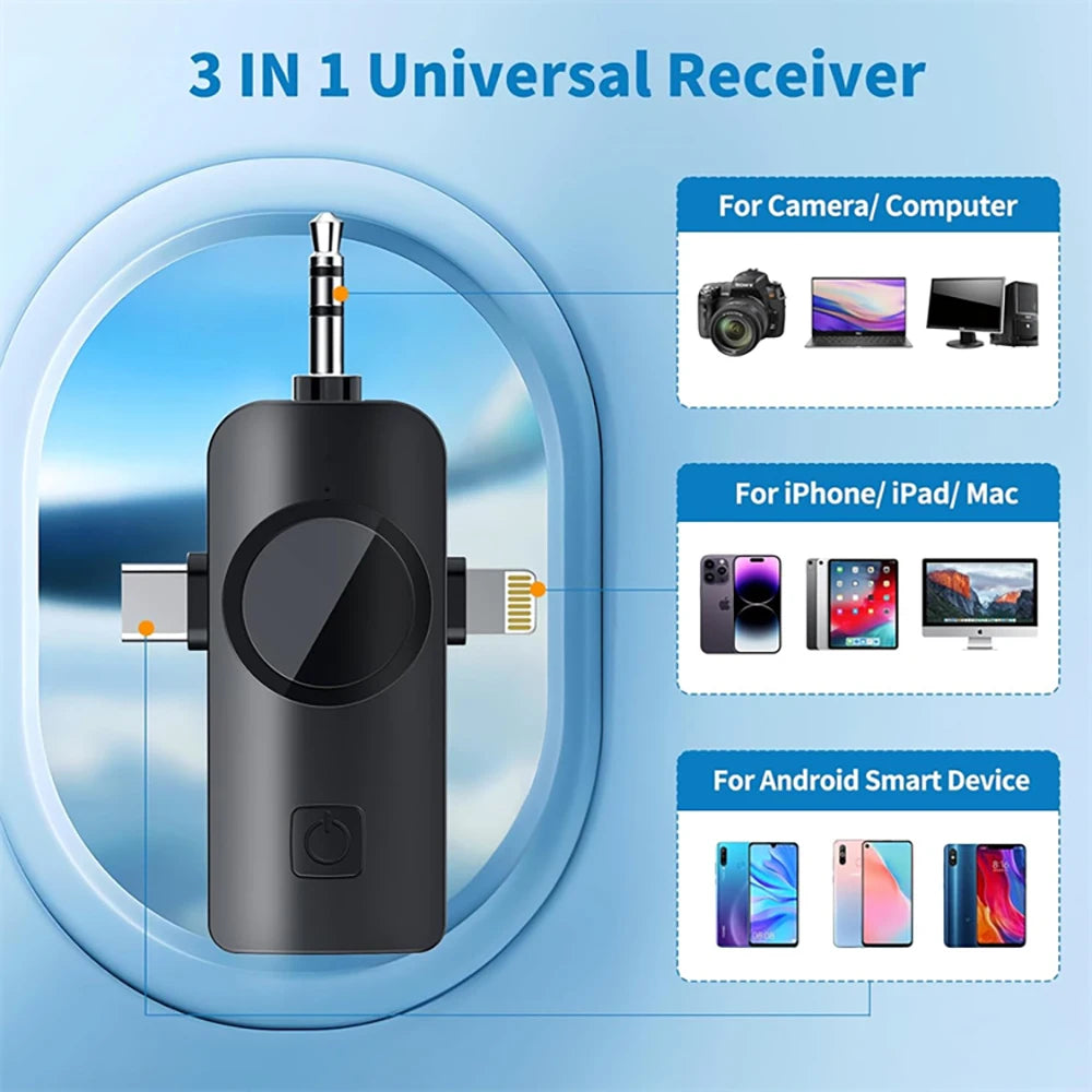 Portable Dual Mini Wireless Microphone 3 in 1 USB C MIC Noise Canceling Tiny Lavalier for Video Recording TikTok