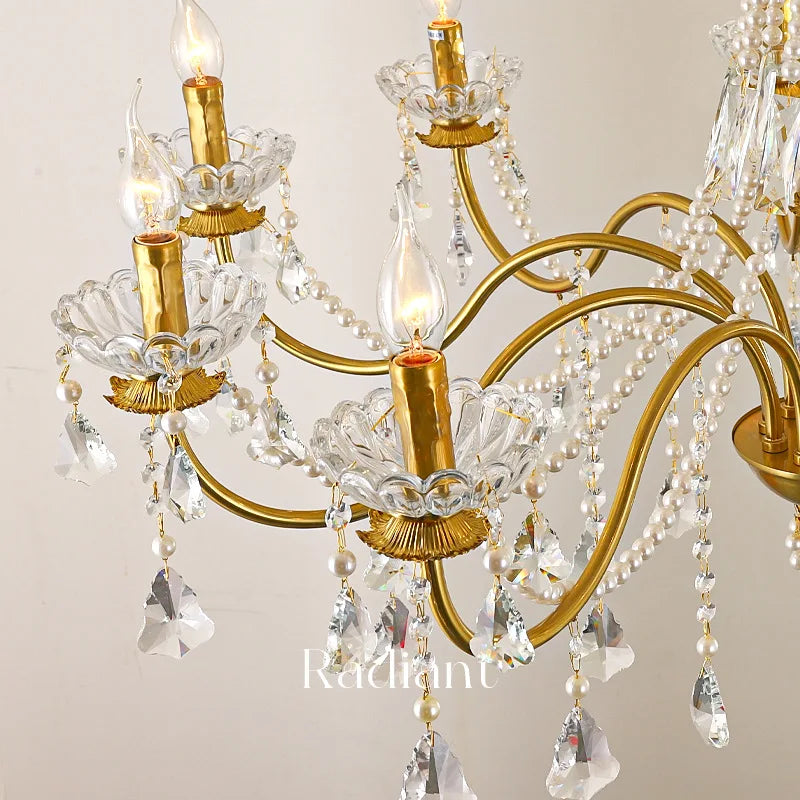 French Modern Retro Luxury Crystal Chandelier for High-End Villa Steel Ceiling Mounted for Living Dining Bedroom AC Zhongshan