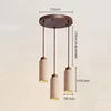 Modern Wabi Sabi 3-Head LED Pendant Light Natural Yellow Stone E27 Adjustable Height Decorative Chandelier for Home Room Square