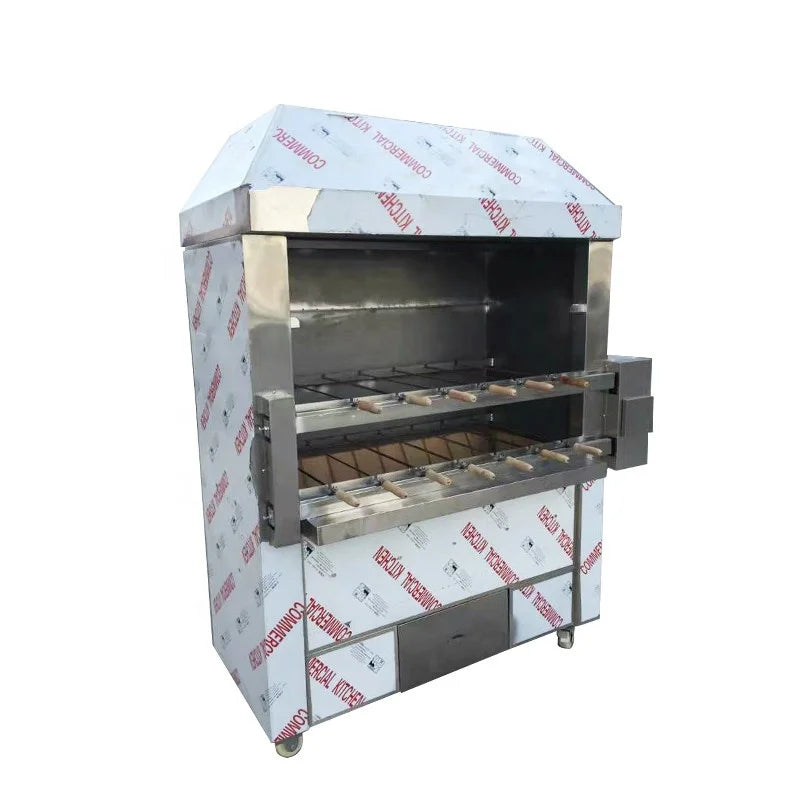 Brazilian Automatic Rotating Charcoal Roast Grill Machine/LGP Gas Shawarma Meat Barbecue Stove/Electric Heating Doner Kebab BBQ