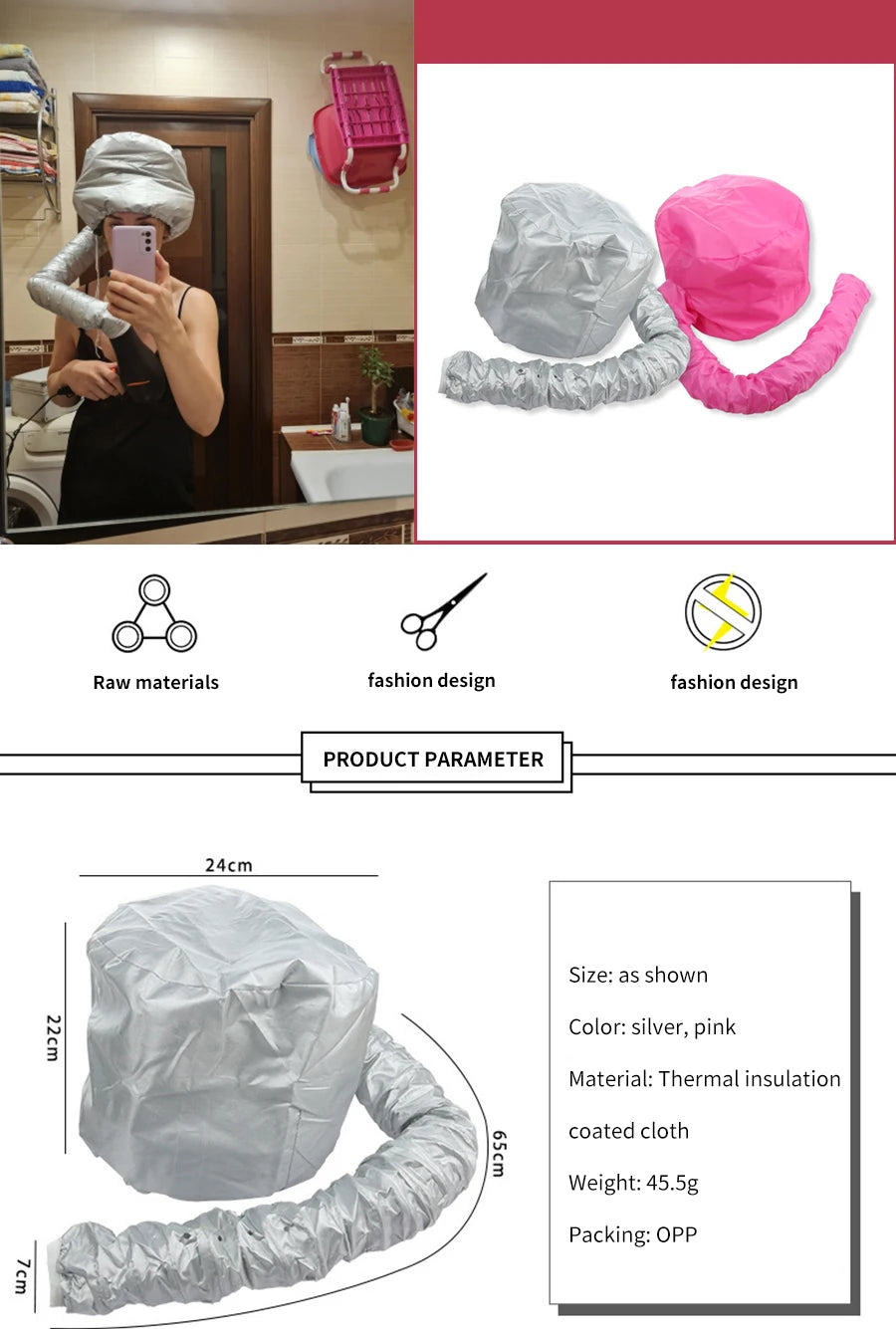 Hair Dryer Heating Bonnet Cap Soft Heated Hat Hair Styling Hood Hairdress Heater Nutrition Treatments Hair Drying Speed Up