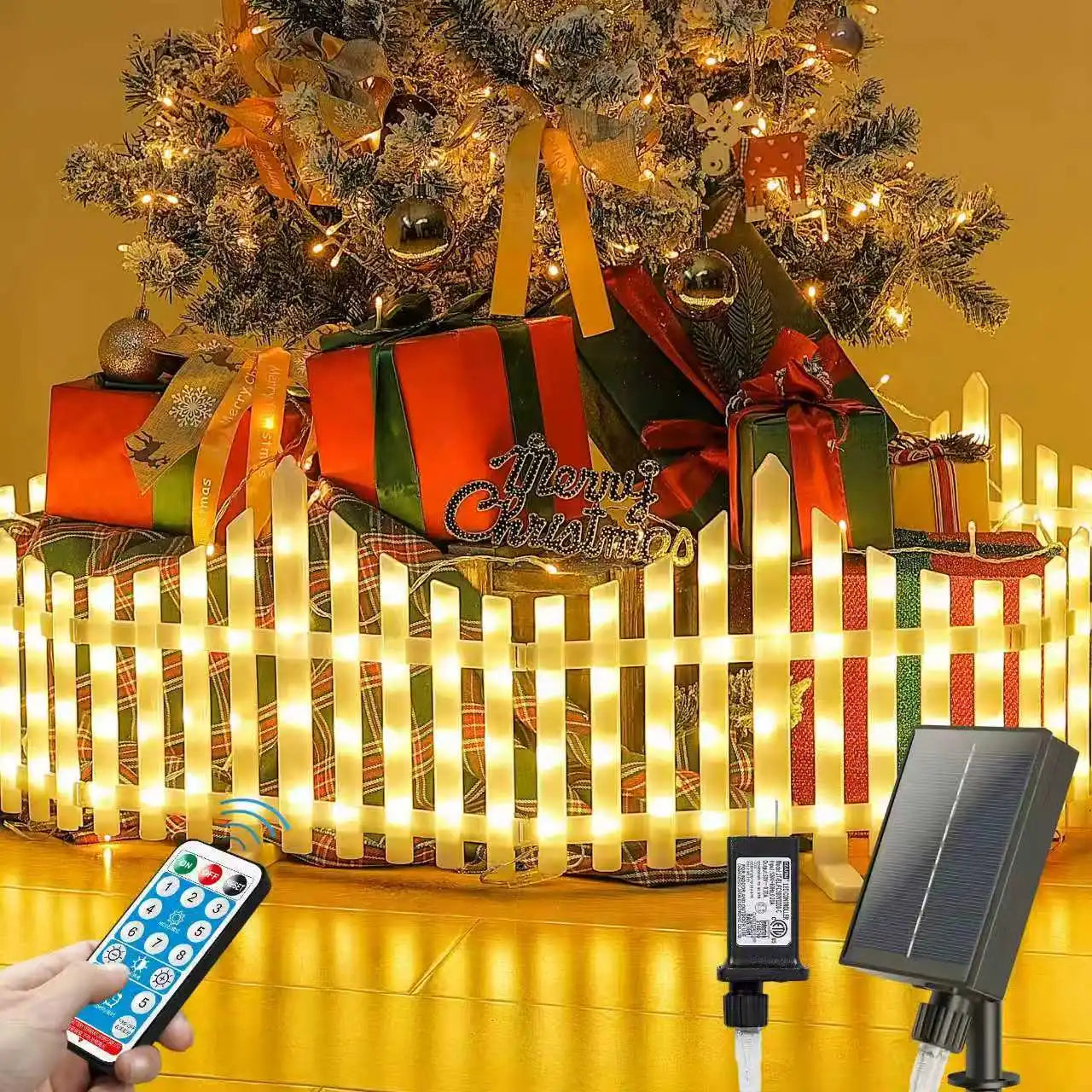 Waterproof Outdoor Solar & Plug Garden Fence Decorative Lighting for Christmas Tree and Courtyard Decoration