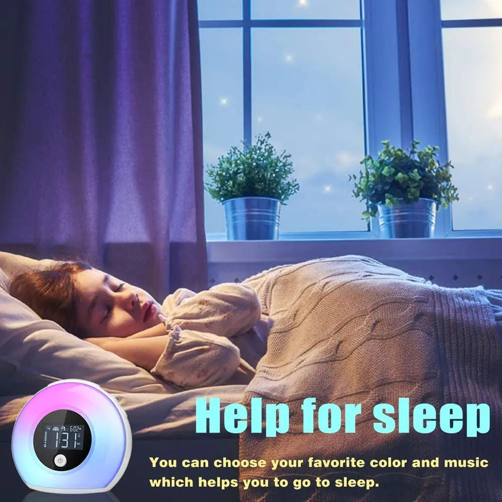 Wake up Night Light Smart Alarms Clocks Lights Sunrise Bedside Desk Table Lamp for Kids