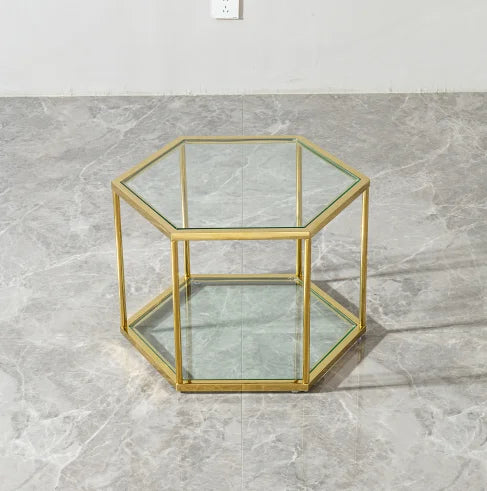 Modern Nordic Style Console Table with Adjustable Height and Easy Cleaning Glass and Stainless Steel for Living Room Hotel Use