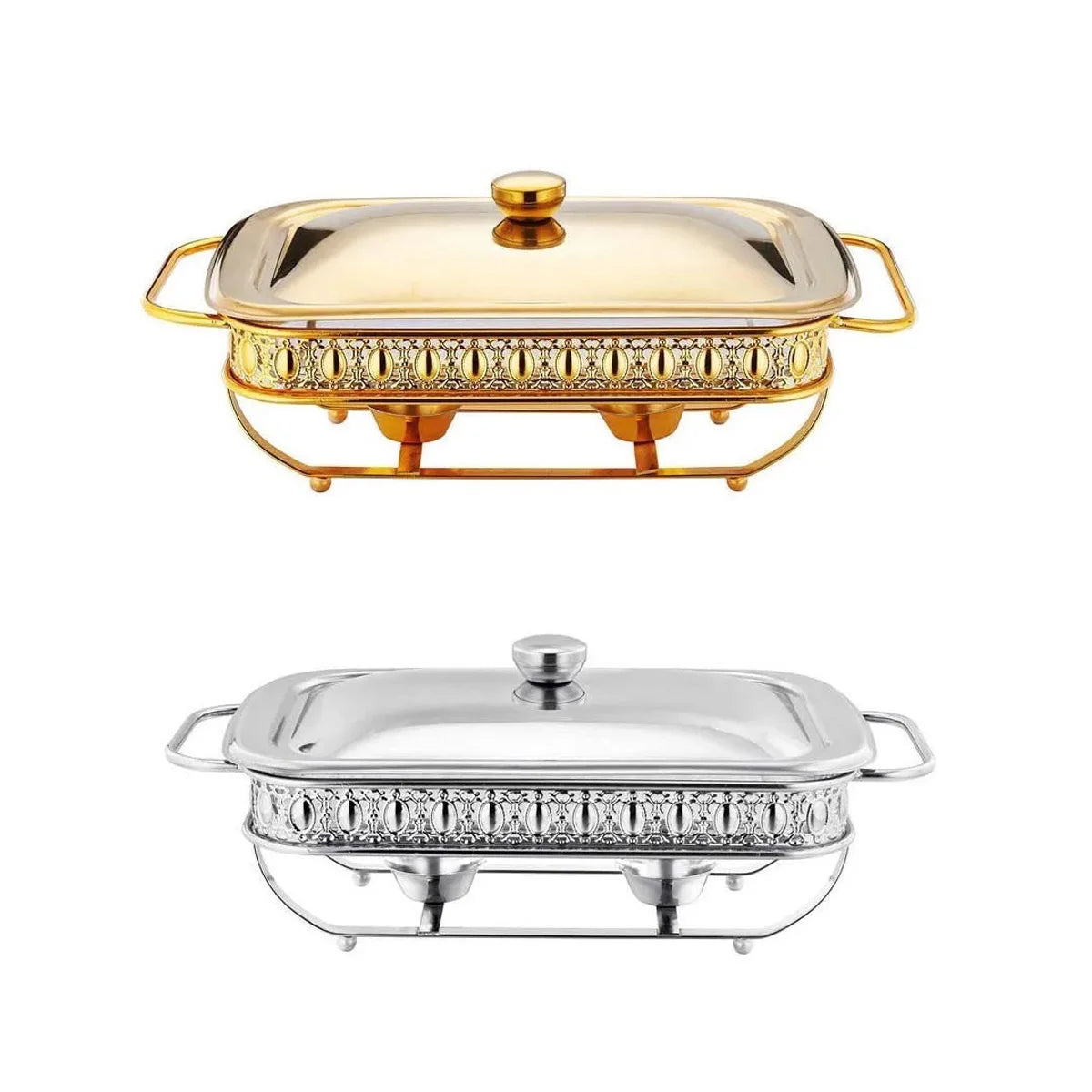 Best Hotel Stainless Steel Food Warmer Hot Soup Pot Chapati Box Cooking Utensils Chafing Dish-Gold Kitchenware Set Fuel Heating