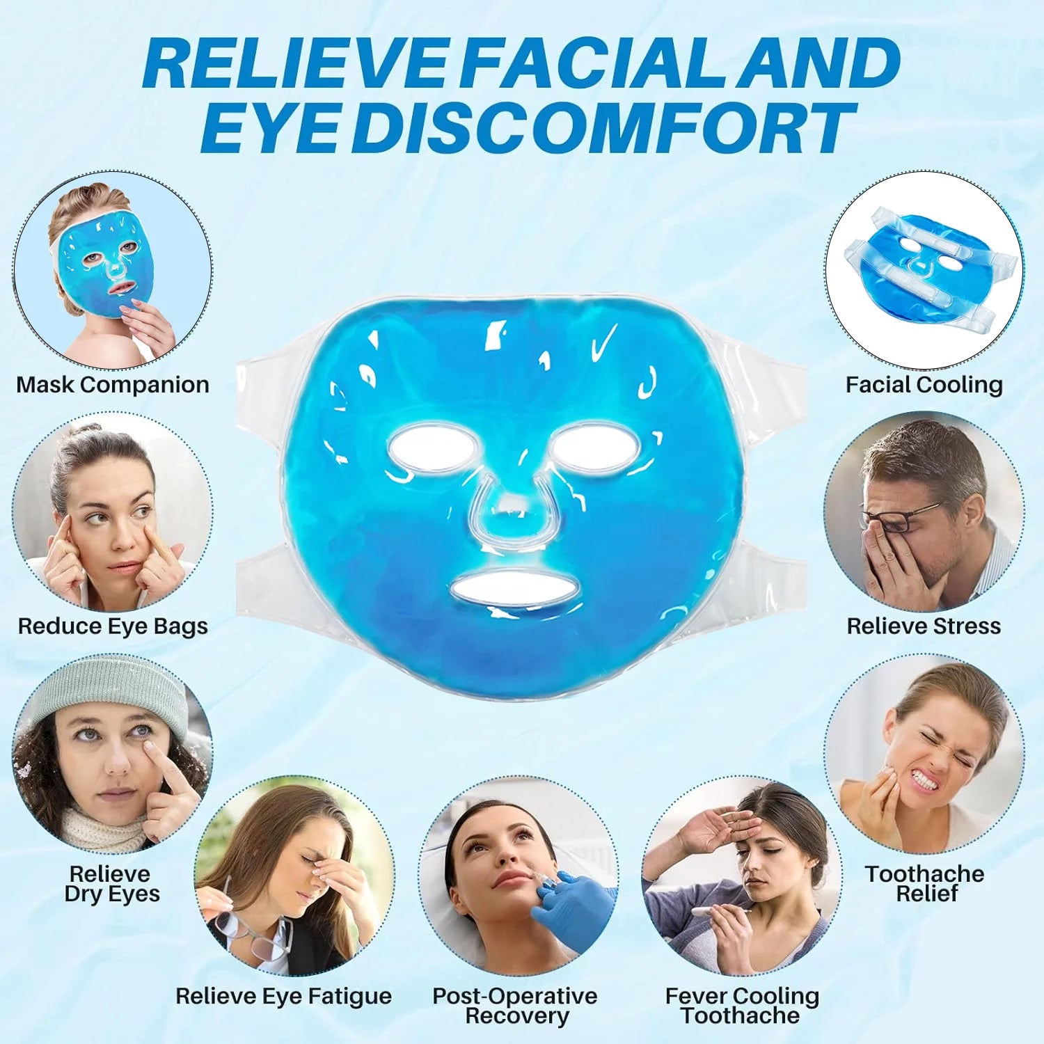 Multi-Function Personal Home Use  Facial SPA Tool Hot Cold Therapy Gel Face Mask for Migraine Stress Relief