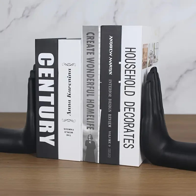 Chic Support, Modern Palm-Shaped Bookends - Decorative Resin Book Stands for Home, Office & Living Room Decor, Study Ornaments