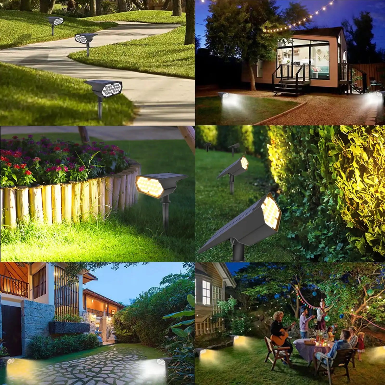 19 LED Solar Outdoor Spot Light IP65 Waterproof Warm White Landscape for Yard Pathway Porch Patio 2 Modes DC ROHS Certified