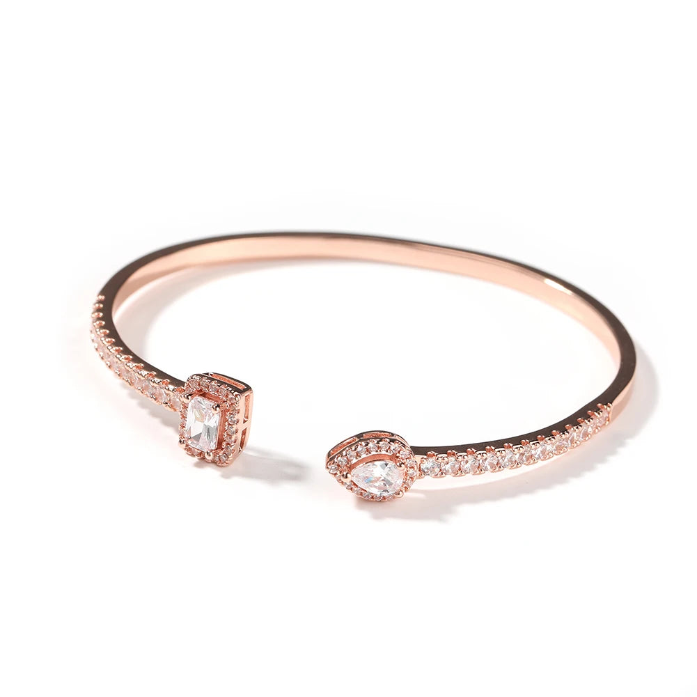 Hot Sale Design Bracelets Women Classic Simple Style Bangles Jewelry Women Brass Zircon Diamond Open Bangle Wholesale Price