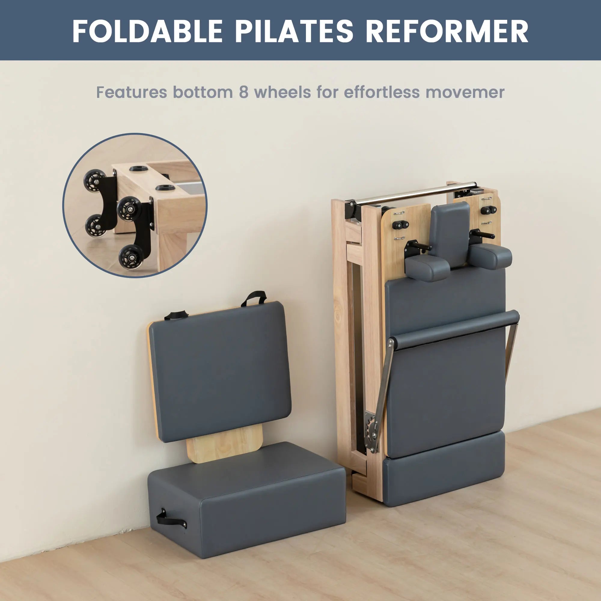 Wholesales Premium Foldable Wood Pilates Reformer Space Saving Folding Reformer Pilates