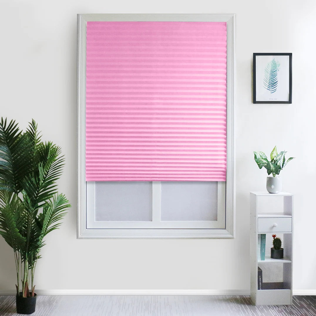 Easy to Install Light Filtering Pleated Paper Shades for Window Temporary and Portable Blinds with Clips Roman Zebra