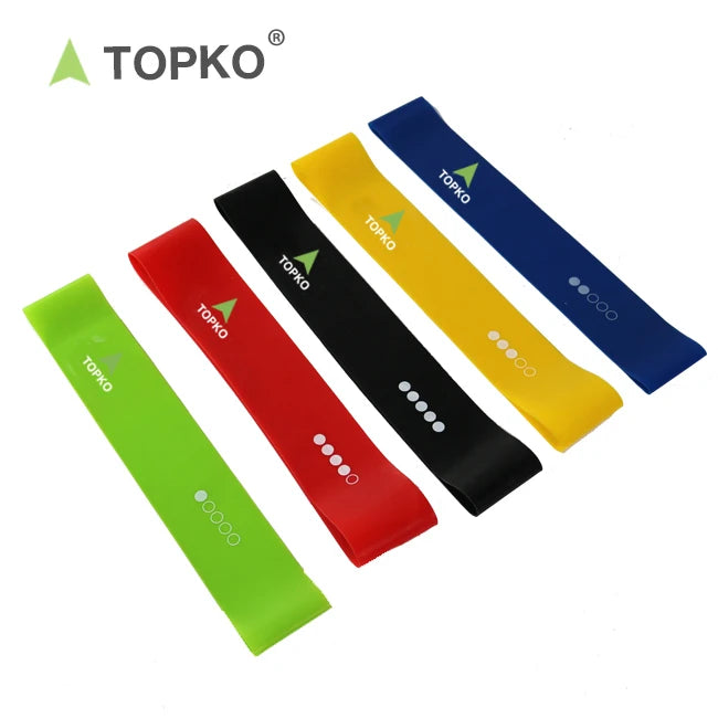TOPKO in Stock 5 Pieces Different Level Natural Latex Resistance Loop Band Elastic Fitness Resistance Loop Fitness Bands Set