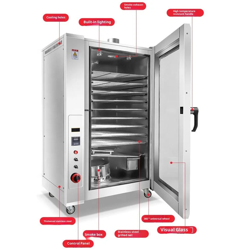 Automatic Gas Steam Dried Sausage Steam Heat Bacon Fish Catfish Smoked Meat Oven Meat Smoker Machine