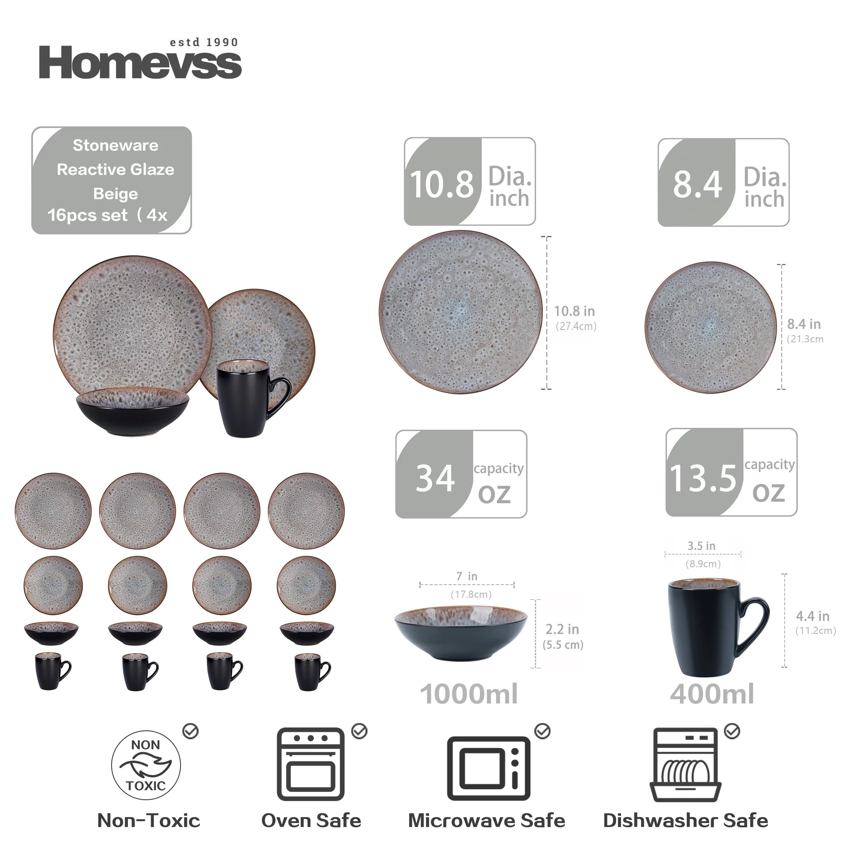 Semtember Promotion Round Kitchen Plates Set With Promotion Mug Unique Reactive Glaze Microwave Safe Dinnerware Sets for Home