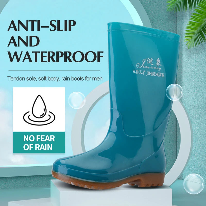 Women's Mid Tube Rain Shoes Labor protection Water Shoes, Rubber Shoes, Waterproof and Anti Fouling Rain Boots