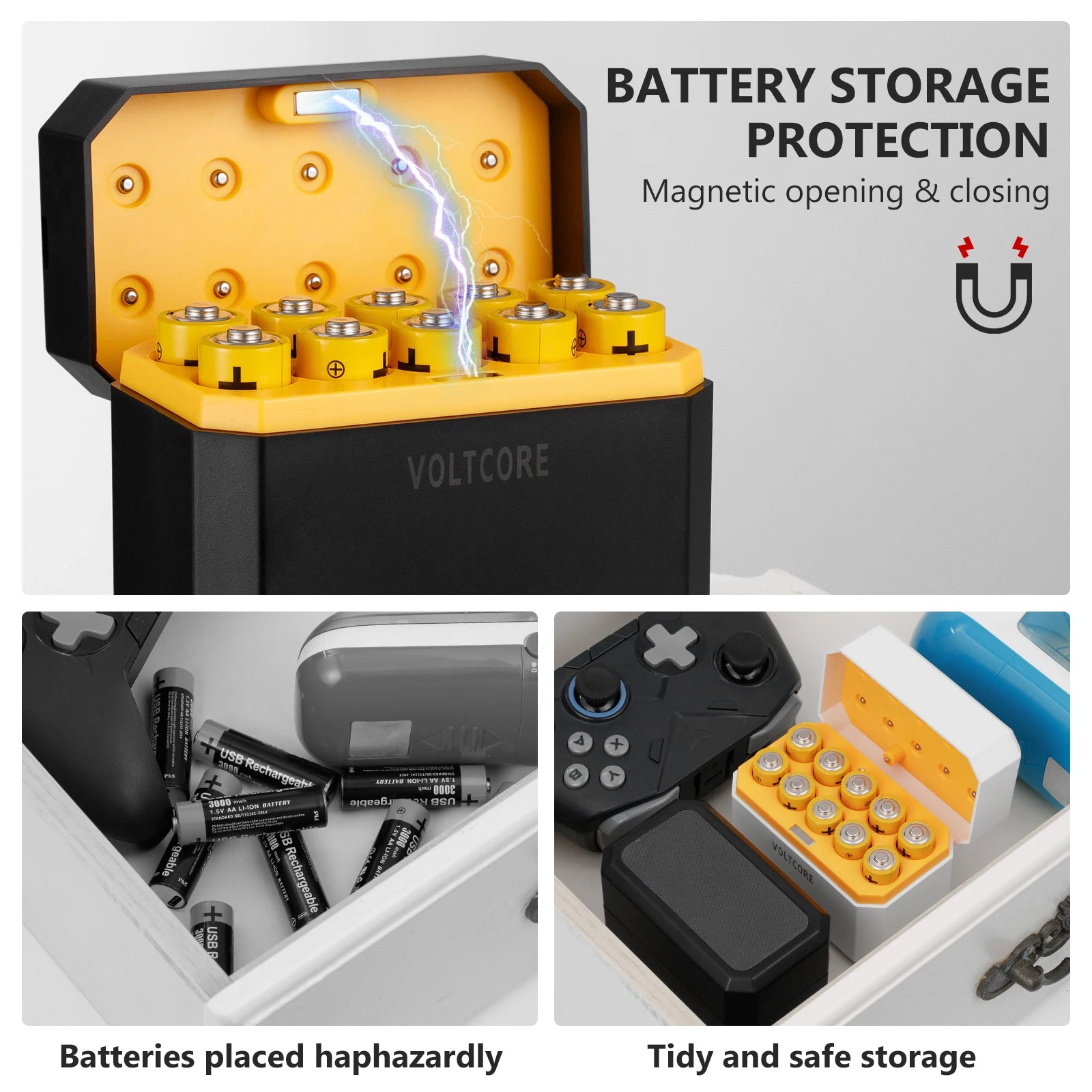 VOLTCORE 1.5V AA Rechargeable Batteries Cylinder Li-ion Batteries and Intelligent Charger with Charging Indicator