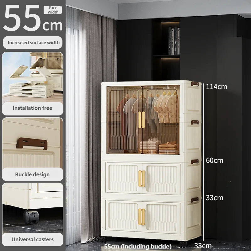 55-85CM Multifunctional Wardrobe Thickened And Movable Cabinet Suitable For Organizing In Children'S And Babies' Bedrooms