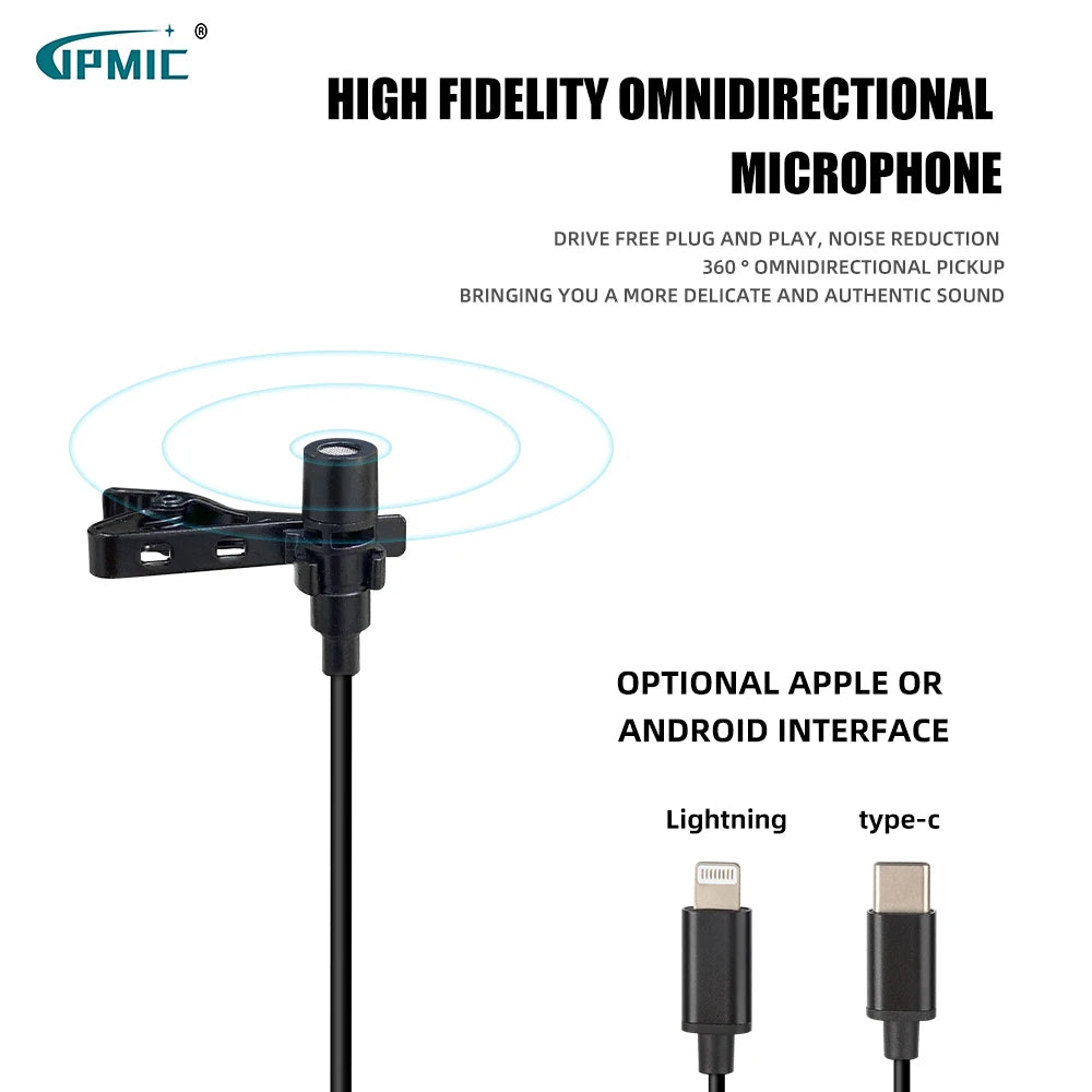 Portable Lavalier 3.5mm Wired Clip on Microphone for Phone and Laptop Mini Wired Headset Microphone Two in One